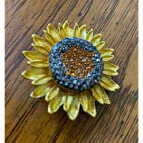 Rhinestone Enamel Sunflower Brooch Pin