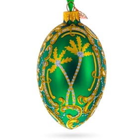 Royal Palm Trees Blown Glass Egg Ornament
