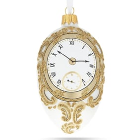 Royal Clock Blown Glass Egg Ornament