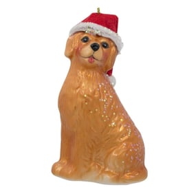 Golden Retriever Blown Glass Ornament