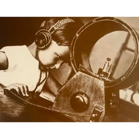 1929 Radio Listener Sepia Photo Print