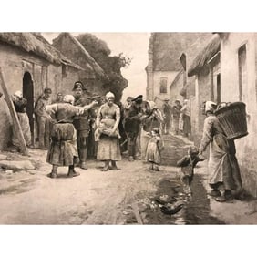 19thc French Photogravure, The Arrest In Picardie