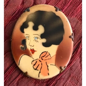 1920's Celluloid Flapper Girl Brooch Pin