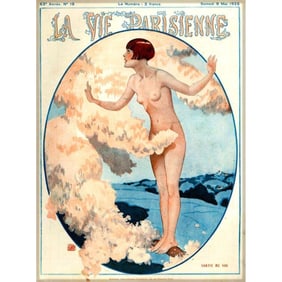 Art Deco French Poster, La Vie Parisienne Nude Girl Lithograph