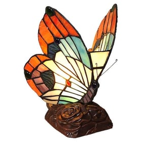 Butterfly Stained Art Glass Accent Lamp