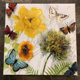 Butterfly Flowers 3D Wrapped Canvas Giclee