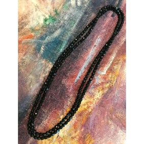 Vintage Black Spinel Deco Flapper Necklace