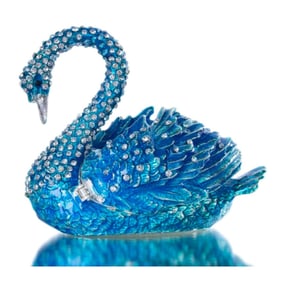Blue Crystal Swan Trinket Jewel Box