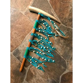 Native American Indian Antler Peace Pipe, Manny Silvas