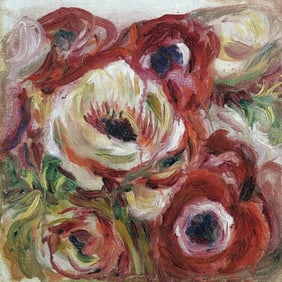 After Renoir, Floral Ceramic Focal Tile Painting