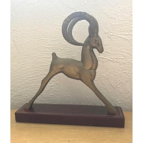 Mid Century Brass Ram Gazelle Figure