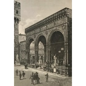 19thc Engraving, Florence Italy, Piazza Dela Signoria