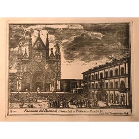 Duomo of Siena Italy Etching