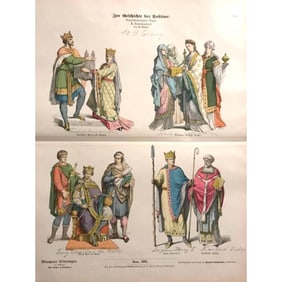 Rare 19thc Costume Plates, 10thc Kings