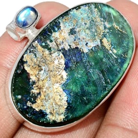 Ancient Roman Glass Moonstone Sterling Pendant