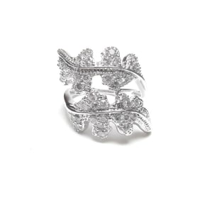 14kt White Gold Diamond Leaf Ring