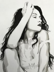 Original Signed Watercolor, Asleep by Eugenia Retana