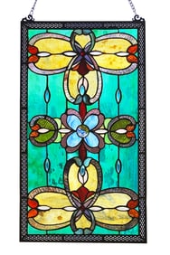 Tiffany Style Stained Art Glass Hanging Window Panel