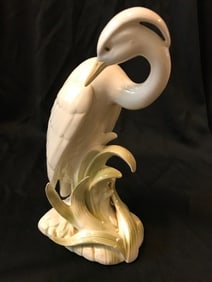 Fitz Floyd White Heron, Egret Porcelain Statue Bookend