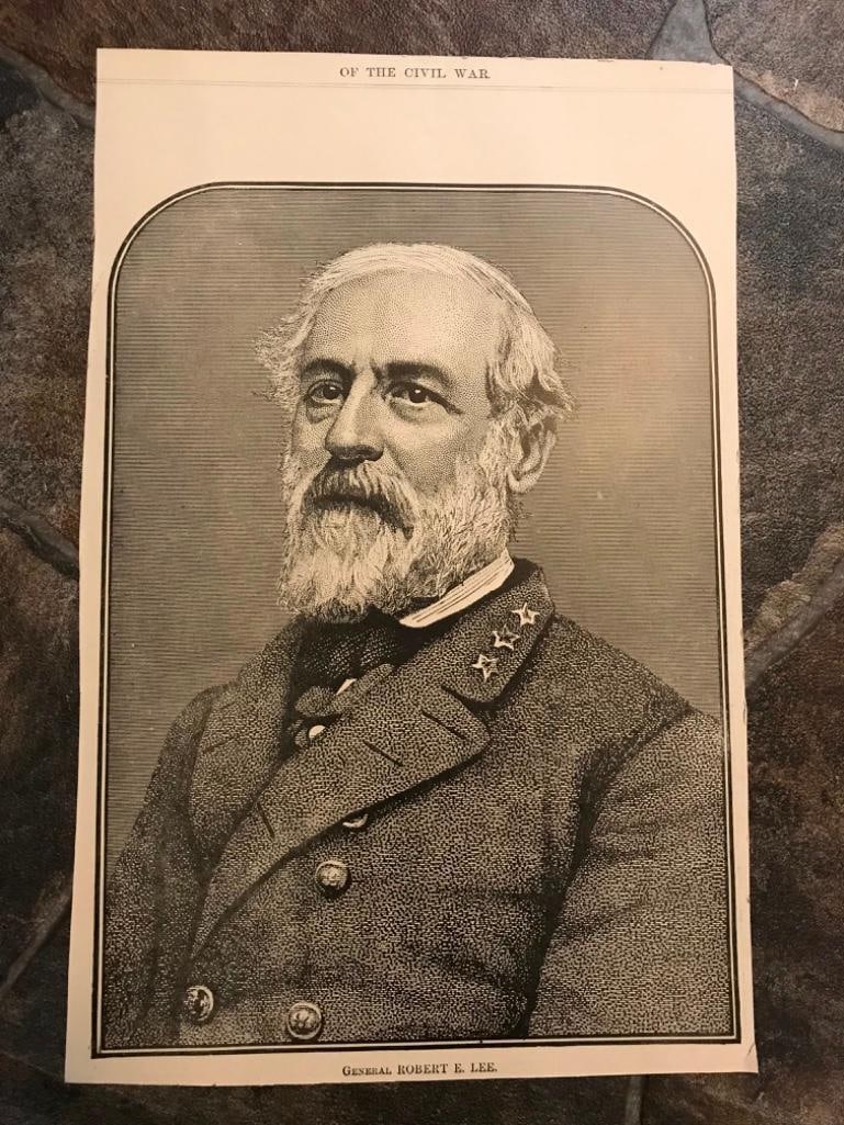 19thc Robert E Lee, Stonewall Jackson Civil War Engravings (1 of 2)