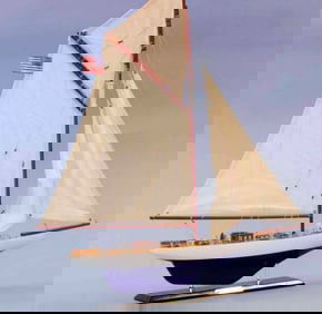 Wooden Defender Model Sailboat