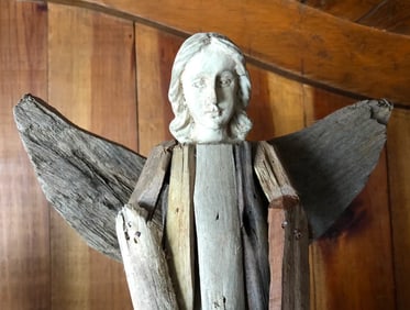 Driftwood Angel With Star Sculpture