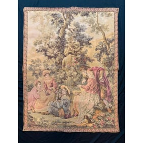 Vintage Belgian Court Scene Tapestry