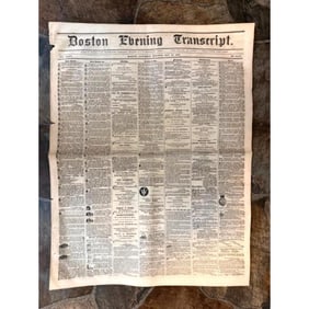19thc Civil War, Boston Newspaper, Boston Evening Transcript