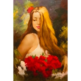 Russian Impressionism Oil Painting, Golden Hair Girl