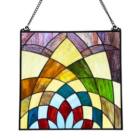 Tiffany Style Kaleidoscope Stained Art Glass Panel