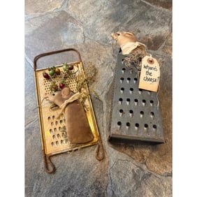 Pair of Primitive Folk Art Kitchen Decorations, Mice