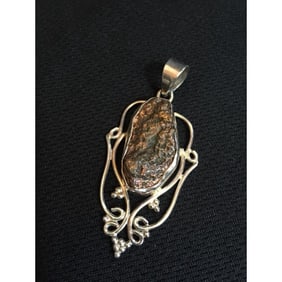 Abstract Design Copper Nugget Sterling Pendant