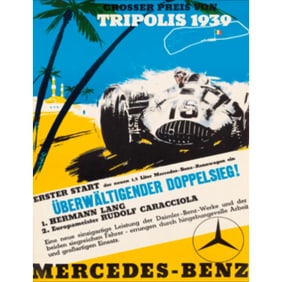 Mercedes-Benz Tripolis 1939 Color Lithograph