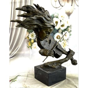 Abstract Violin Player Bronze Sculpture