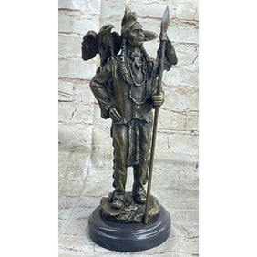 Original Native American Warrior Bronze Sculpture