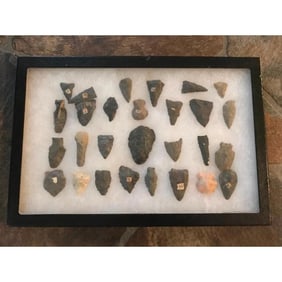 Collection of Native American Indian Archaic Arrowheads