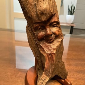 Handcarved Wooden Tree Spirit, Gnome