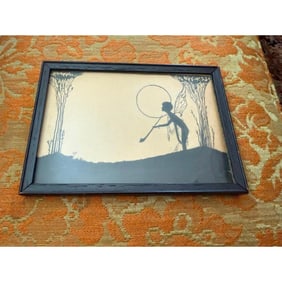 1930s Fairy Ink Silhouette Painting