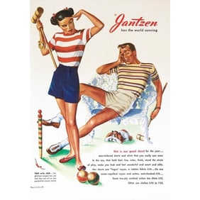 Jantzen Sportswear, Croquet Advertising Color Lithograph Print
