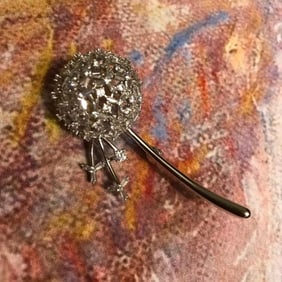 Dandelion Crystal Silver Brooch