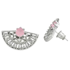 9.41cts Natural Pink Quartz, Topaz Sterling Silver Earrings