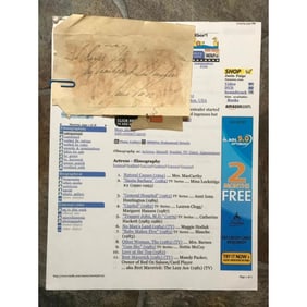 Janis Paige World War II Hollywood Canteen Signature