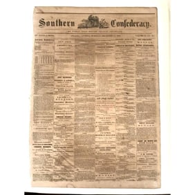 RARE! 1862 Southern Confederacy, Atlanta Newspaper