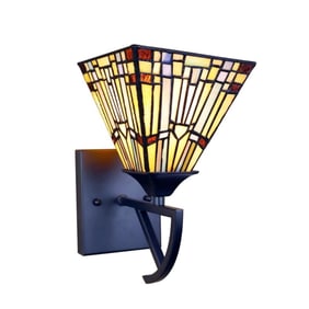 Mission Style Stained Art Glass Sconce Light