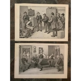 Pair of 1904 Half Tone Lithographs, A B Frost