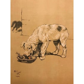 Early 1900s Lithograph, A Dog Day