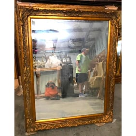Baroque Style Gilt Solid Wood Beveled Mirror