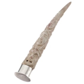 Carved Antler Sterling Native American Totem Pipe Tamper