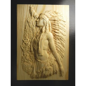 American Indian Chief Wood Carving