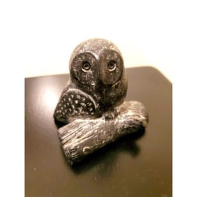 Carved Soapstone Owl Sculpture
